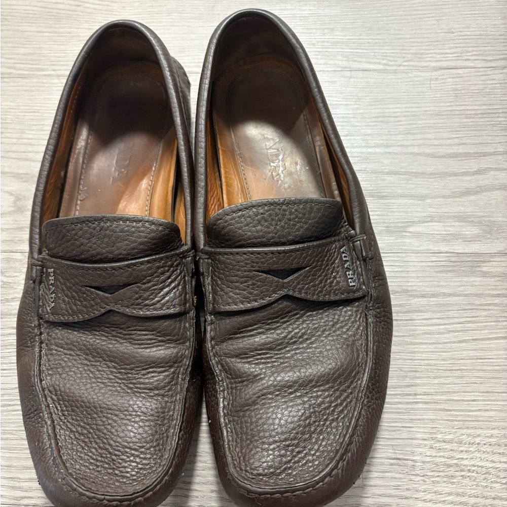 Prada Dark Brown Leather Loafers